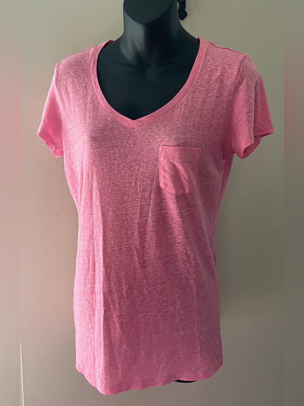 Victoria's Secret Heathered Pink V-Neck Pocket Sleepwear Tee Top Size Medium
